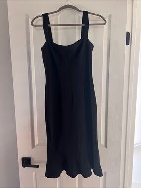 Vintage D&G Dolce & Gabbana Black Ruffle Hem Midi Dress Ittierre IT 40 US 4